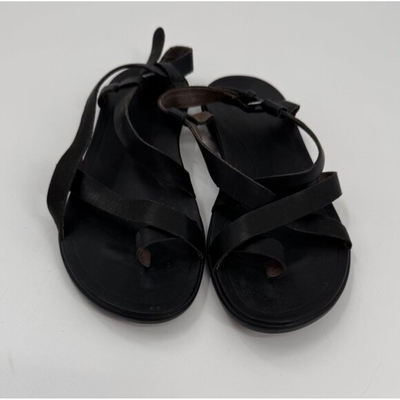 OluKai Shoes - Olukai Womens Upena Beach Sandals Black Leather US W7 EUR 37 Rubber Outsole